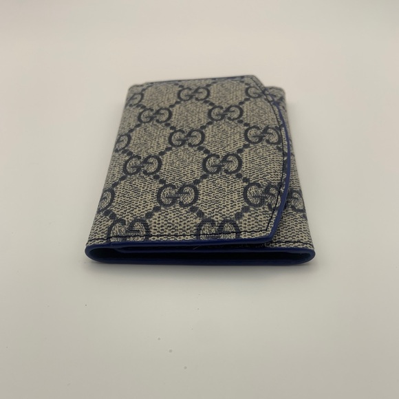 Gucci GG Supreme Beige & Blue Monogram Card Case - Picture 5 of 9